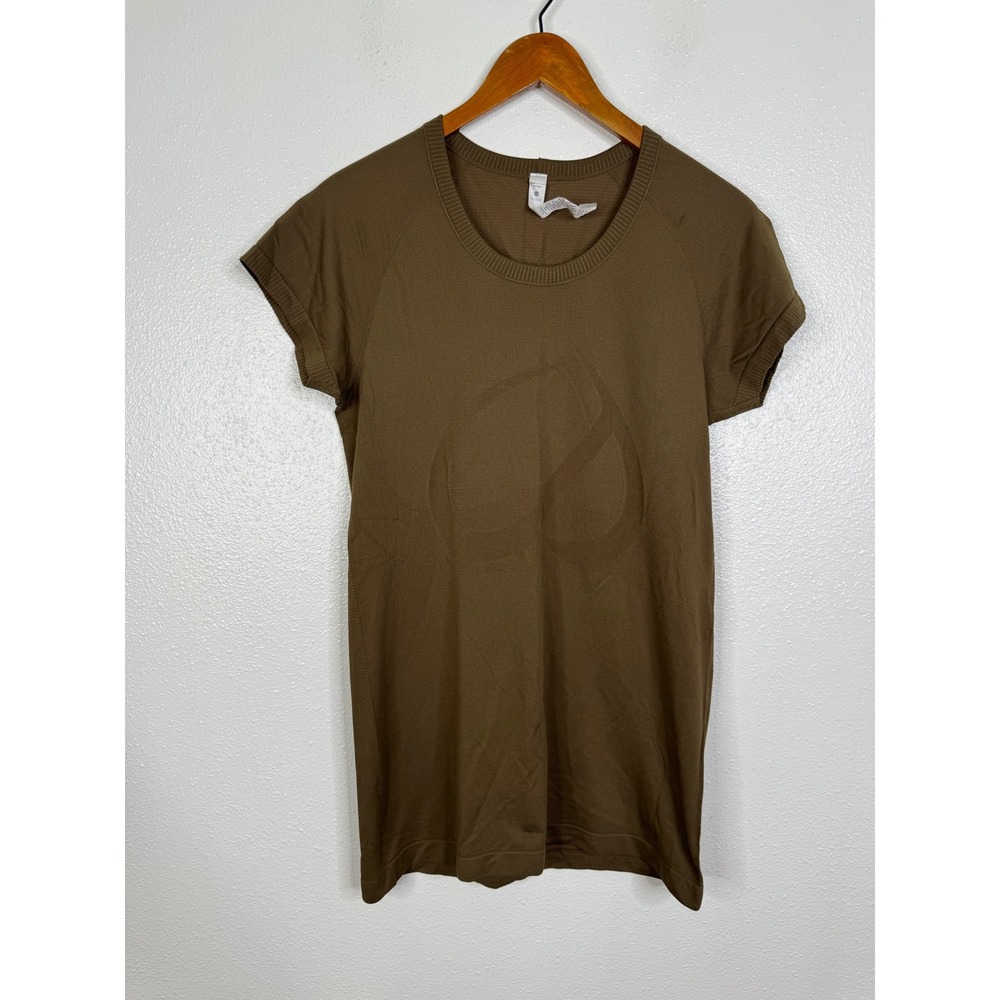CRZ YOGA Womens Seamless Short Sleeve Workout Top Olive Brown Size Large L